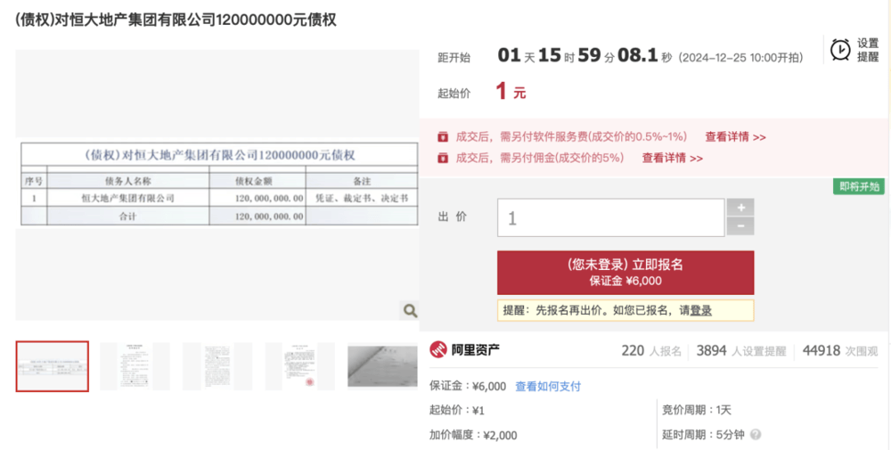 1元起拍<strong></p>
<p>虚拟币的ico</strong>，恒大地产集团1.2亿元债权拍卖参与者众多