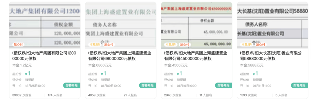 1元起拍<strong></p>
<p>虚拟币的ico</strong>，恒大地产集团1.2亿元债权拍卖参与者众多