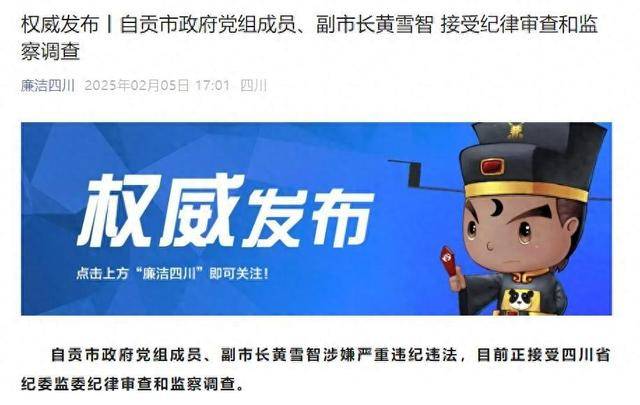 涉嫌严重违纪违法<strong></p>
<p>虚拟货币以太币</strong>，四川省自贡市政府党组成员、副市长黄雪智接受审查调查